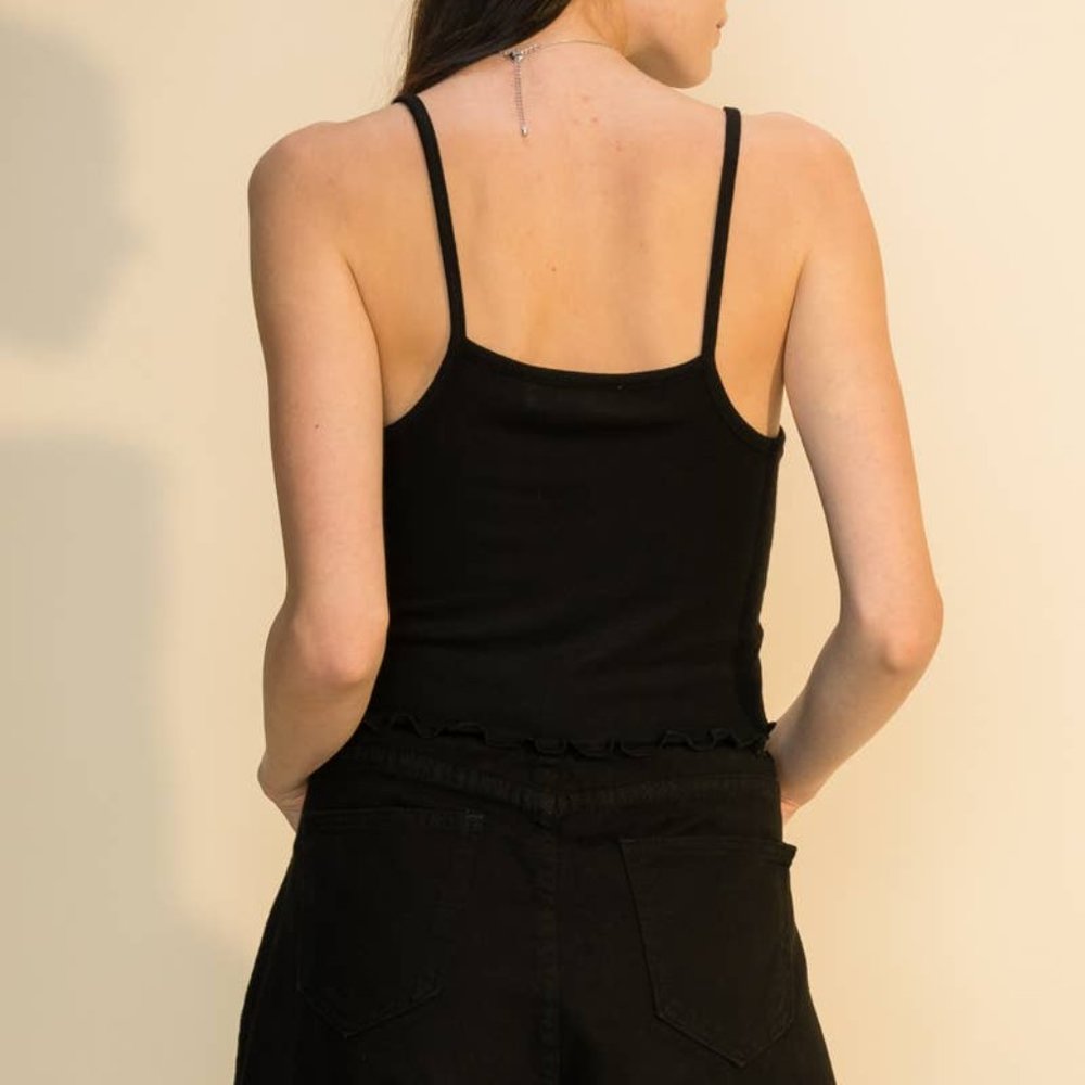 Lettuce Hem Crop Cami Top - Picture 3 of 3